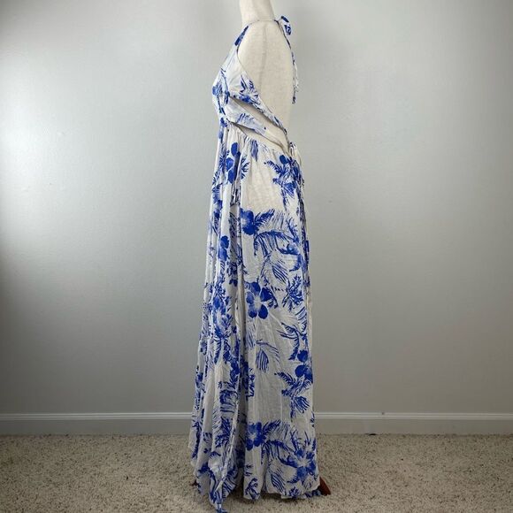 NWT Free People White and Blue Tropical Halter Top Dress Size XS - Picture 3 of 8